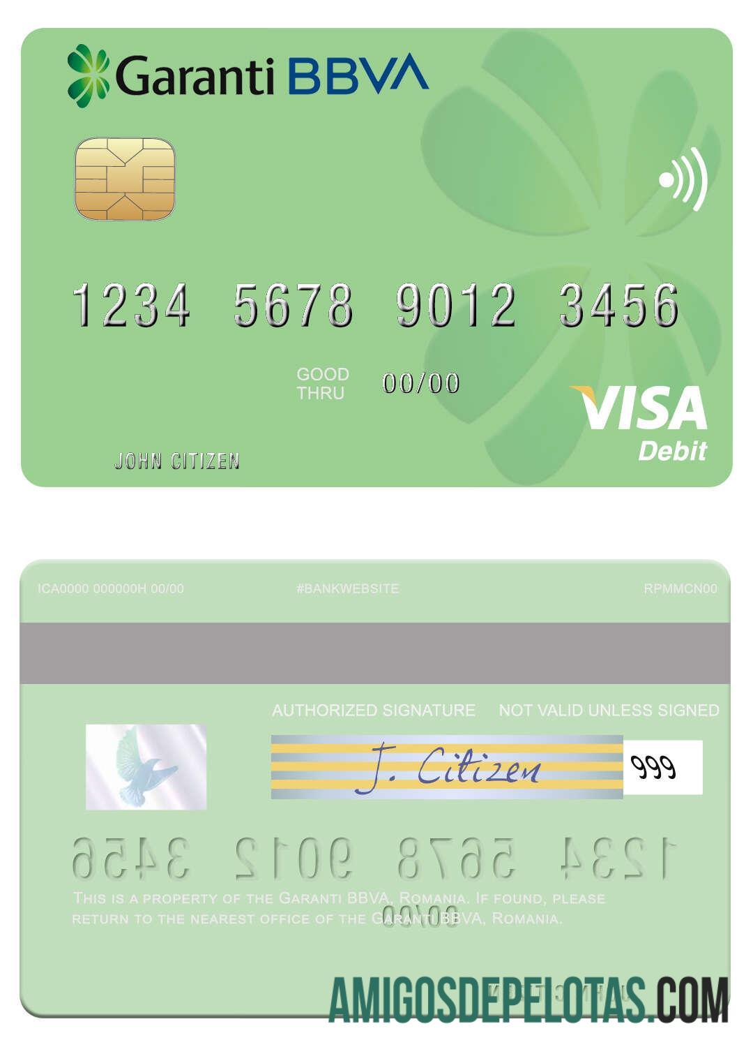 Romania Garanti BBVA Visa Debit Card real example